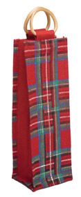 Red tartan wine bag